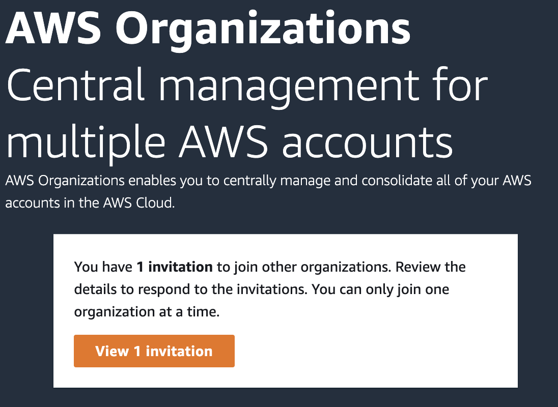 Pending Invite for AWS Organizations
