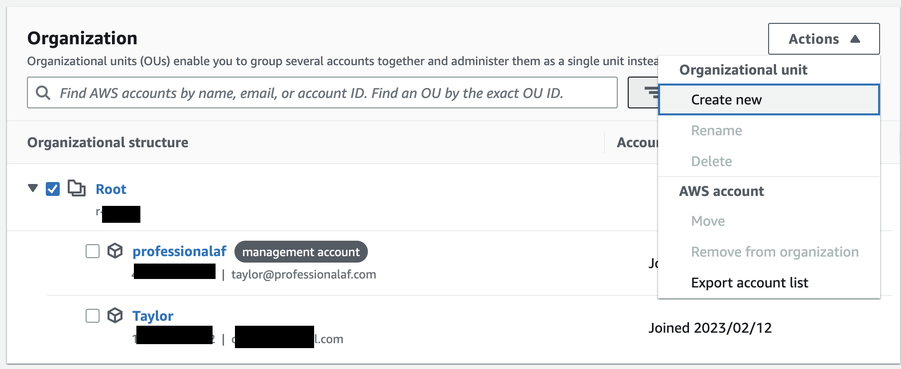 Create new Organizational Unit