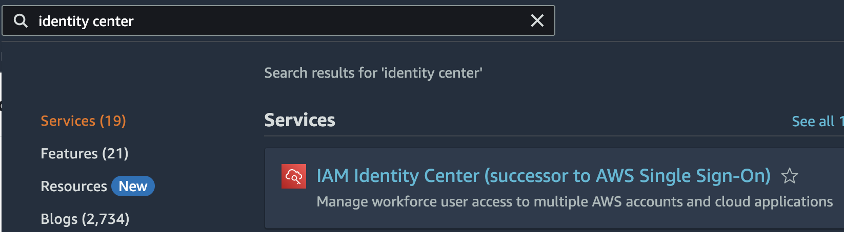 Navigate to AWS Identity Center
