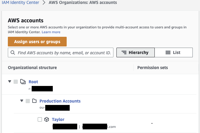 Select your existing account