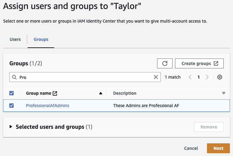 Select your group