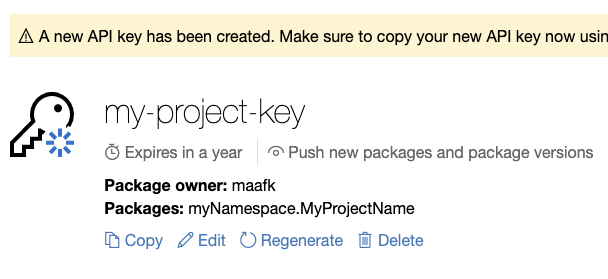 NuGet create API key