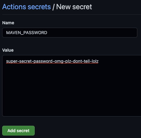 Github MAVEN_PASSWORD