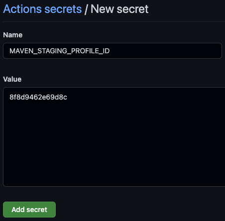 Github Staging profile ID