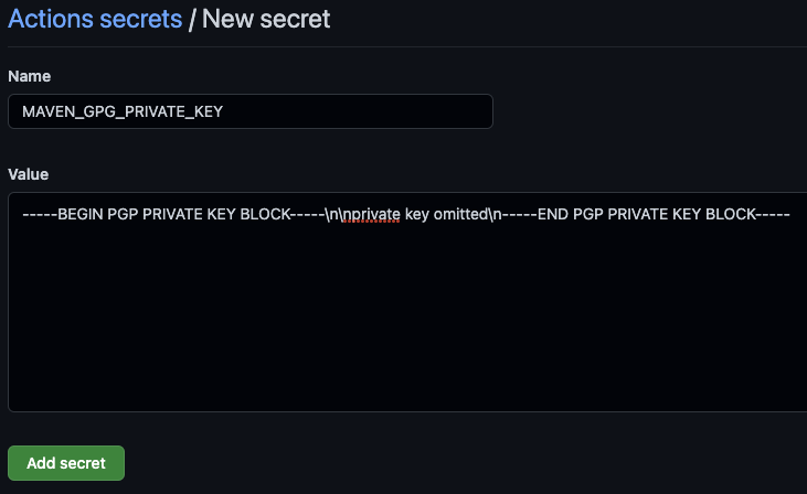 Github secret GPG private key
