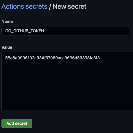 Github secret GO PAT